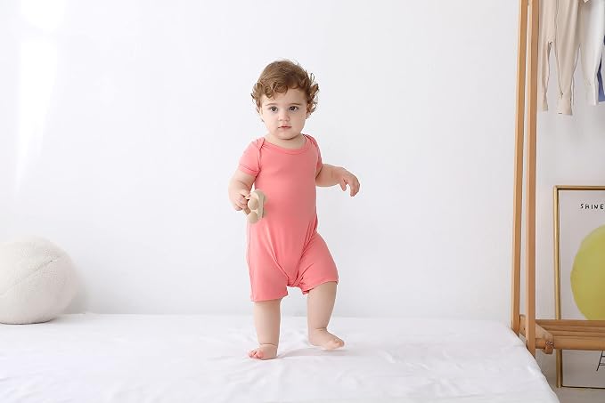 GUISBY Baby Rayon Romper Pajamas, 0-24M | Silky Soft Feel，Snap Closure，Footless - Image 6