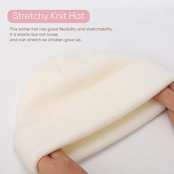 DRESHOW BQUBO 3 Pack Baby Beanies Toddler Kids Winter Hats Soft Knit Hat - Image 6