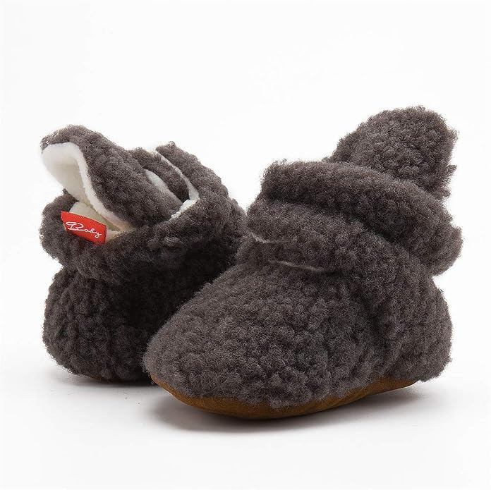 Infant Baby Boys Girls Cozy Fleece Booties Stay on Slippers Non Slip Soft - Image 3