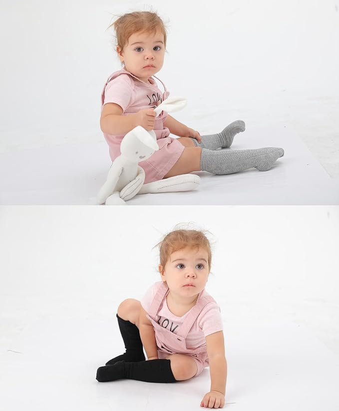 Baby Knee High Socks Soft Seamless Cotton Long Stockings - Image 7