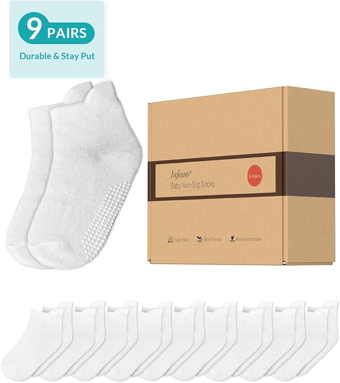 Infinno Baby Non Slip Ankle Socks 9 Pairs - Image 5