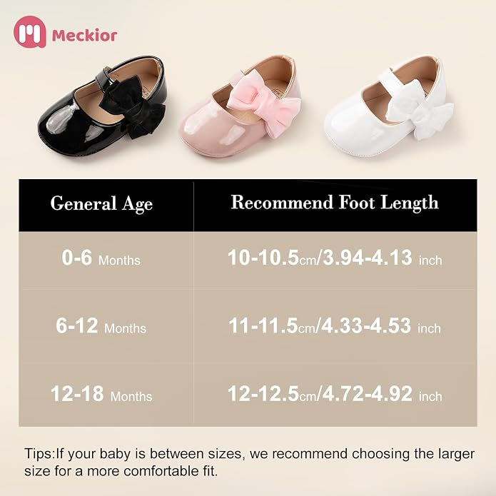 Meckior Infant Baby Girls Soft Sole Bowknot Princess Wedding Dress Mary Jane - Image 5