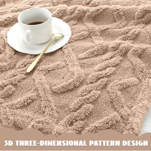 VitalCozy 4 Pcs Fleece Baby Blankets 3D Plush Soft Newborn, Khaki Set | - Image 3