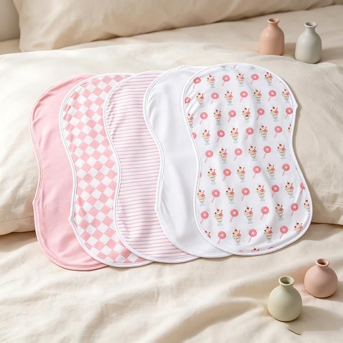 sleepyturtle Pack of 5, Baby Burp Cloths, Soft and Absorbent - Image 3