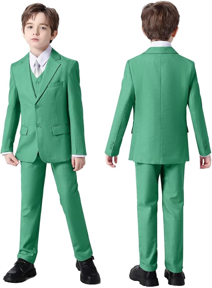 Boys Suit Set Slim Fit Kids Formal Suits Toddler Tuxedo Wedding Prom Classic Suits for Boy Teen Black Blue Dress Outfit