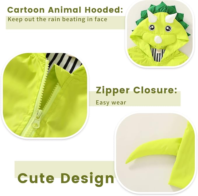 YOUNGER TREE Toddler Baby Boy Girl Duck Raincoat Cute Cartoon Hoodie Zipper - Image 4