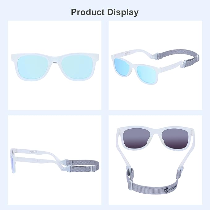 COCOSAND Flexible Baby Sunglasses with Strap Polarized UV Protection for Toddler Infant Newborn Boy Girl Age 0-24 Months