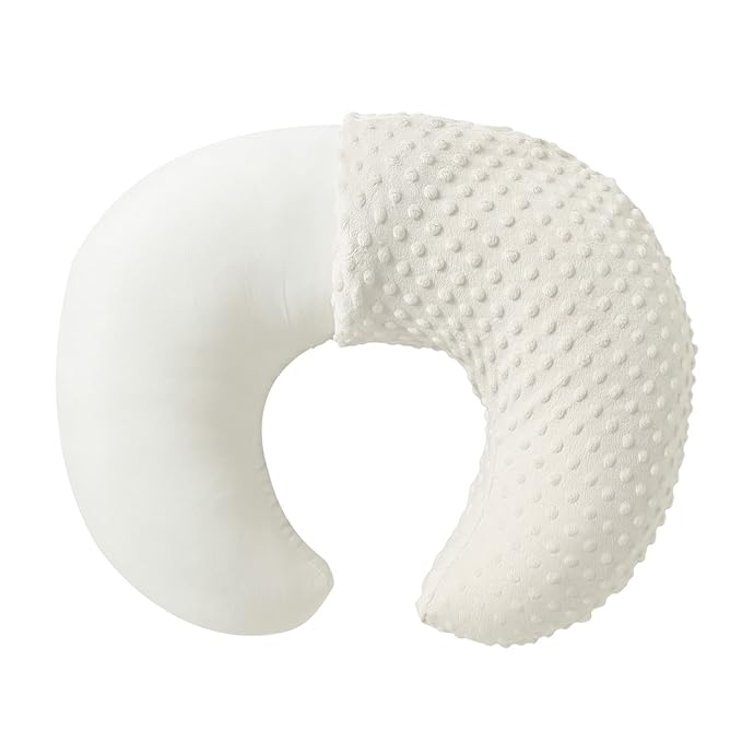 Nursing Pillow and Positioner with Cover for Breastfeeding and Bottle Feeding, Propping Baby, Tummy Time, Baby Sitting Support, Awake-Time Support (Beige, 22" x 17.7" x 5.9")