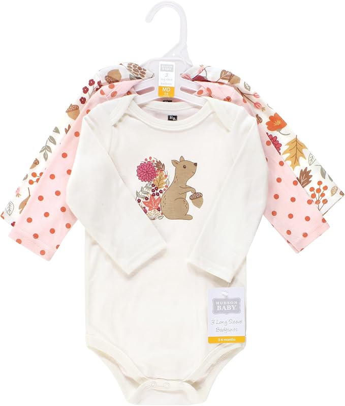 Hudson Baby Baby Girls' Cotton Long-sleeve Bodysuits 3-pack - Image 2