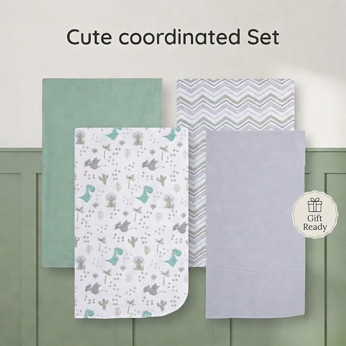 EVERYDAY KIDS 4 Pack Soft Flannel Receiving Blanket Set - Image 8
