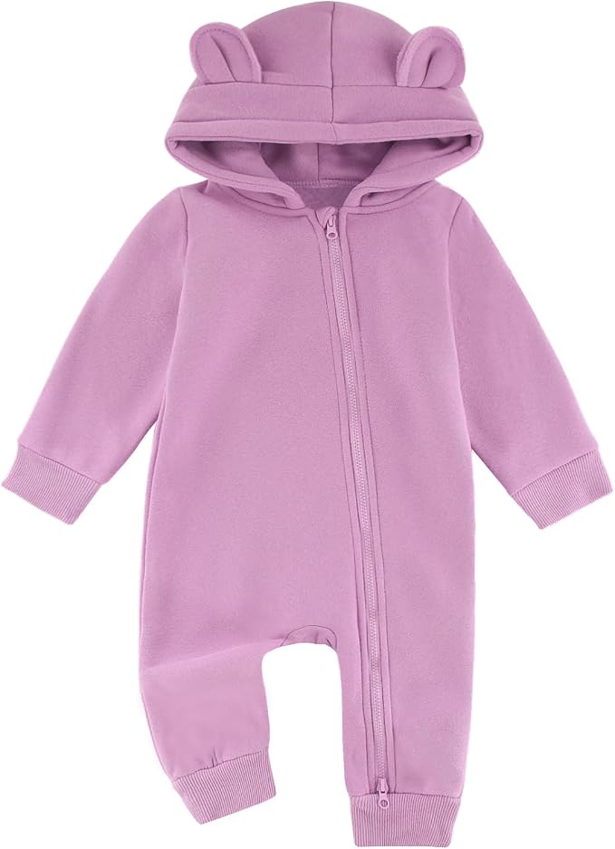 Baby Jumpsuit Hoodie Romper Zipper Long Sleeve One Piece Outfits Warm Clothes by GLEAMINGGRAIN