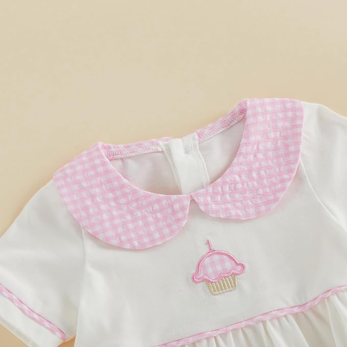 Baby Boy Girl Bubble Romper Short Sleeve Collar Summer Bodysuit - Image 4