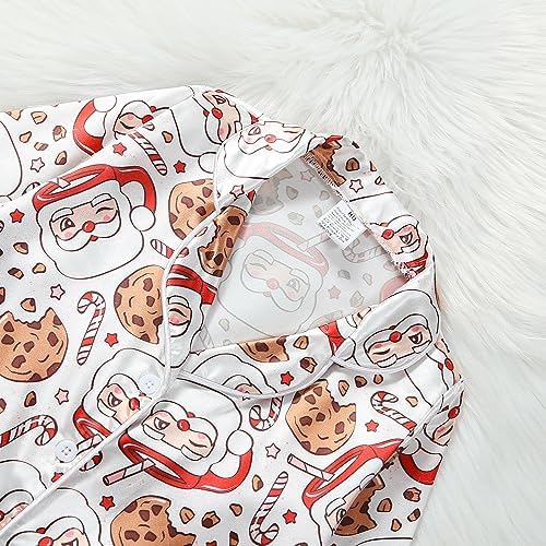Kids Baby Girl Boy Satin Pajamas Set Button Down Sleep Shirt Top+Long Pants - Image 4