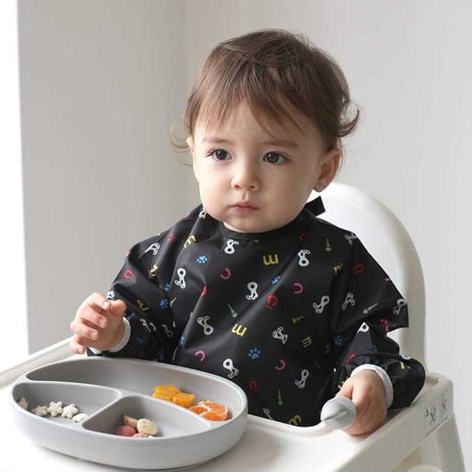 Long Sleeve Waterproof Bib for Toddlers – Feeding Smock for Baby Mealtime, Self-Feeding, Painting & Messy Play, BPA-Free