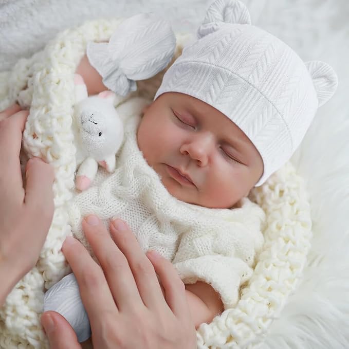 BQUBO Newborn Baby Hats Bear Ears and Mittens Sets Preemie Caps Baby Boy Girl - Image 2