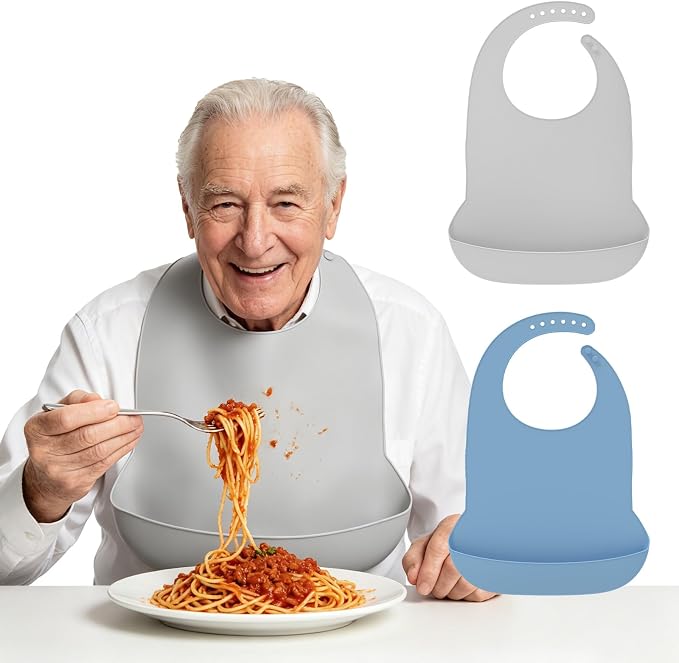 Adult Silicone Bibs | Adjustable Waterproof Clothing Protector by VynusioUS