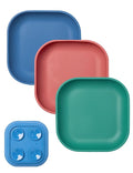 BABELIO Suction Plates for Baby and Toddler, 100% Food Grade Silicone, BPA Free, Dishwasher & Microwave Safe, with 4 Suction Cups, Stackable, 3 Pack