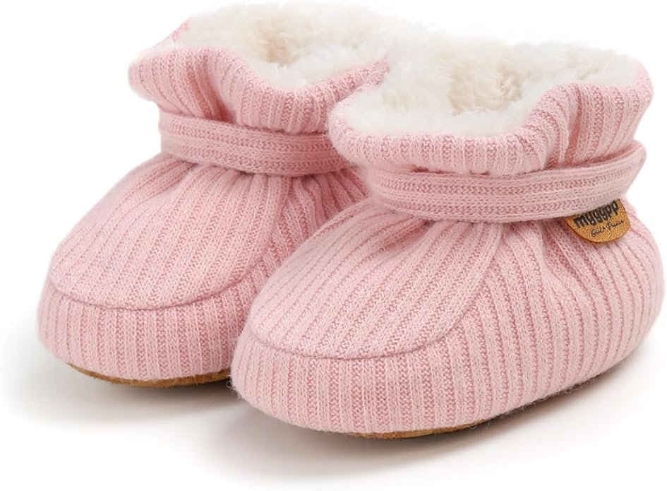 Infant Baby Boys Girls Cozy Fleece Booties Stay on Slippers Non Slip Soft by Bellocasa