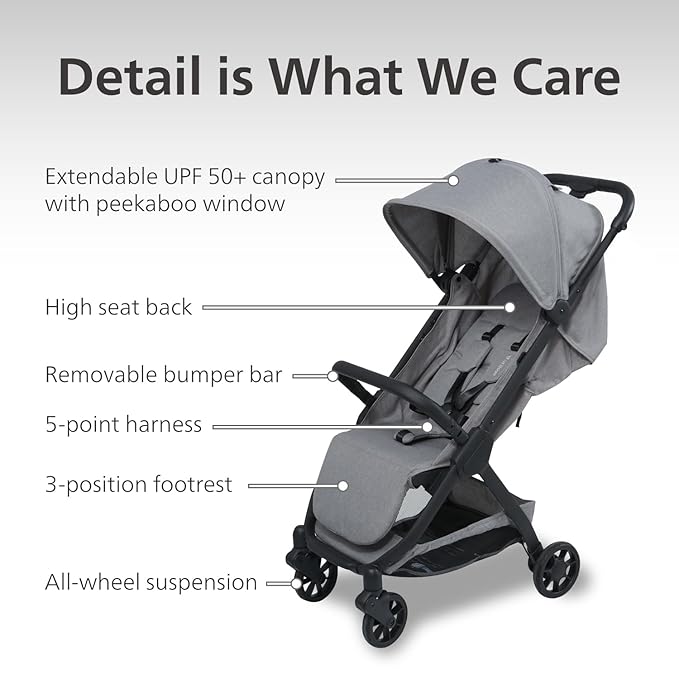 Pika Baby Stroller – Lightweight, Compact, Auto-Folding Design with Adjustable Footrest, UV Canopy, Mesh Window, and Travel Friendly – Perfect for Newborns to 55 lbs