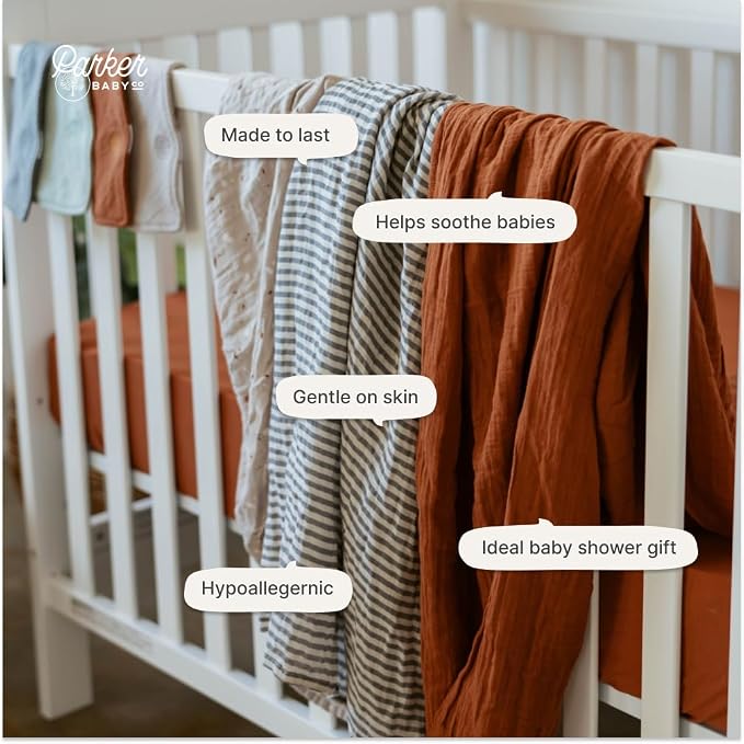 Parker Baby Co. Soft Muslin Baby Swaddle Blankets, 3 Pack - Image 5