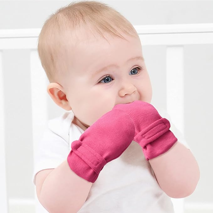 Newborn Baby No Scratch Mittens Stay On, 100% Cotton Breathable, Adjustable - Image 4