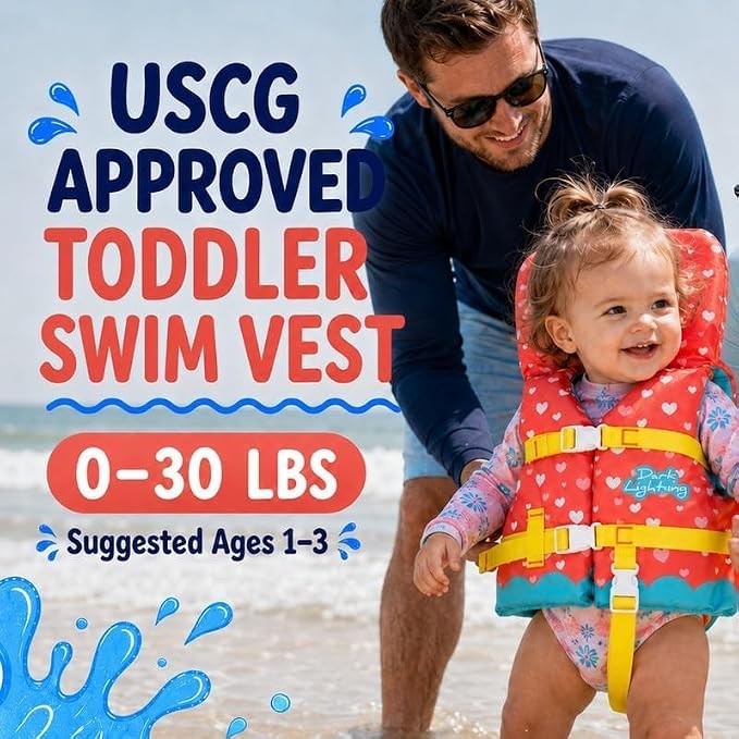 Dark Lightning USCG Approved Infant Life Jacket 0-30 lbs, Toddler Swim Vest and - Image 4