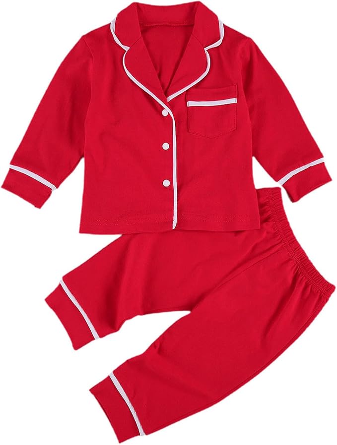 Kids Baby Girl Boy Satin Pajamas Set Button Down Sleep Shirt Top+Long Pants by SAYOO-Alljustforkids