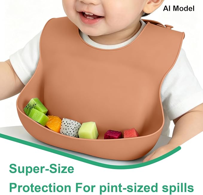 Set of 3 Silicone Bibs for Babies Toddler, Soft Adjustable Bibs for Baby Girl - Image 6