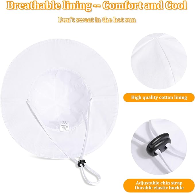 Baby Girl Sun Hat with UPF 50+ Outdoor Adjustable Beach Hat with Wide Brim Bucket Hats
