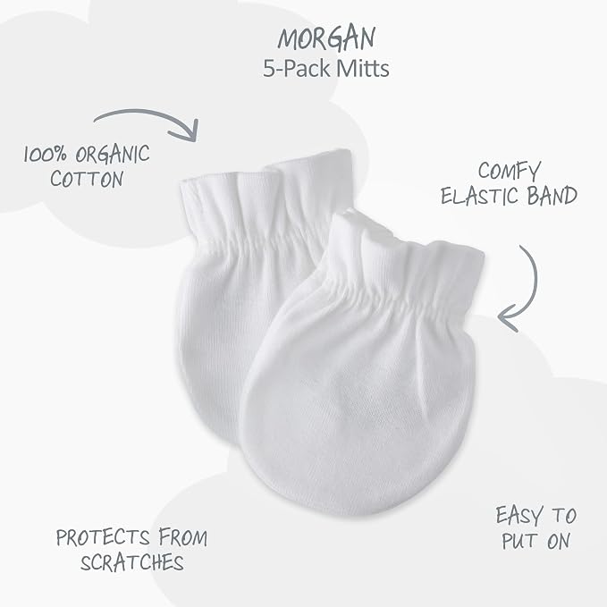 Butterblu Morgan 5-Pack Mitts 100% Cotton No Scratch Mitten Gloves | GOTS - Image 2