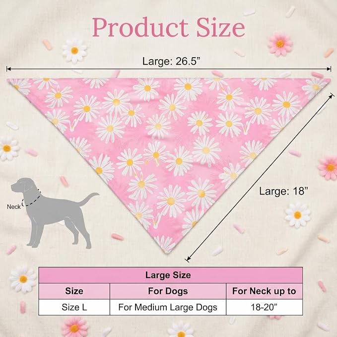 Spring Dog Bandana, Summer Dog Bandanas Boy Girl, Daisy Dog Scarf - Image 2
