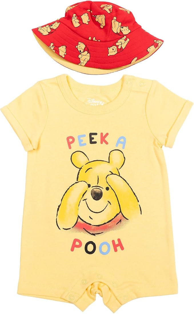 Disney Baby Boys' 2-Piece Romper and Bucket Hat Set Newborn to Infant by Disney