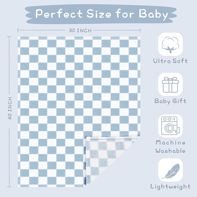 Yurhap Checkered Baby Blanket Fleece Baby Blankets - Image 4