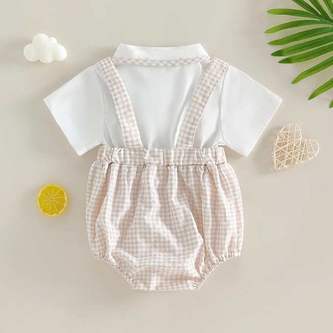 Twopumpkin Baby Bubble Romper Boy Oversized Bodysuit Retro Rompers Short Sleeve - Image 8