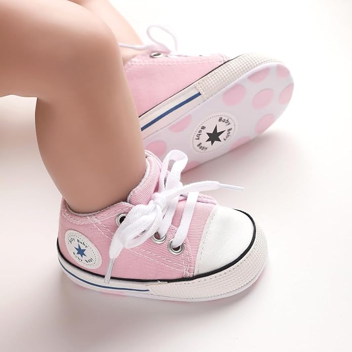 Unisex Baby Girls Boys Canvas High-top Shoes, Newborn Infant Anti-Slip Soft - Image 3