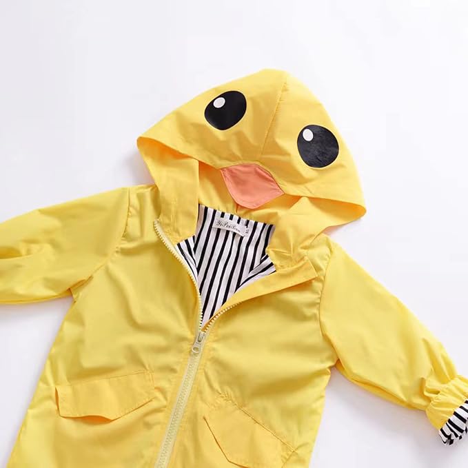 Toddler Baby Boy Girl Duck Rain Jacket Cute Cartoon Yellow Raincoat Hoodie Kids - Image 7