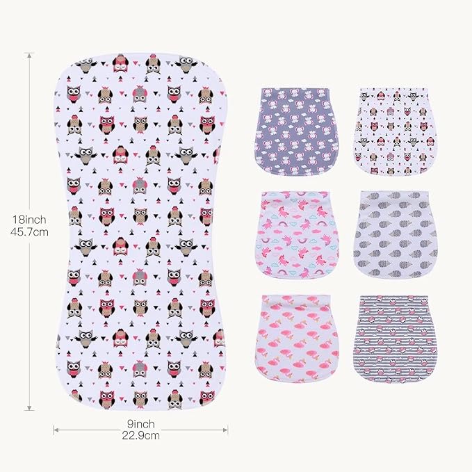 6 Pack Cotton Baby Burp Cloths Extra Absorbent Soft - Image 3