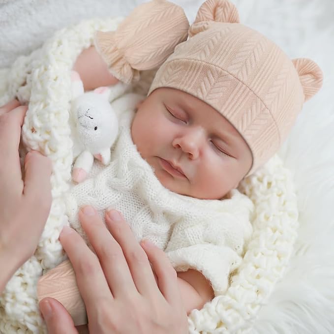 BQUBO Newborn Baby Hats Bear Ears and Mittens Sets Preemie Caps Baby Boy Girl - Image 2
