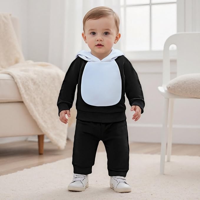 Infant Baby Boy Fall Winter Clothes Outfit Hooded Long Sweatshirt Pant Set - Image 2