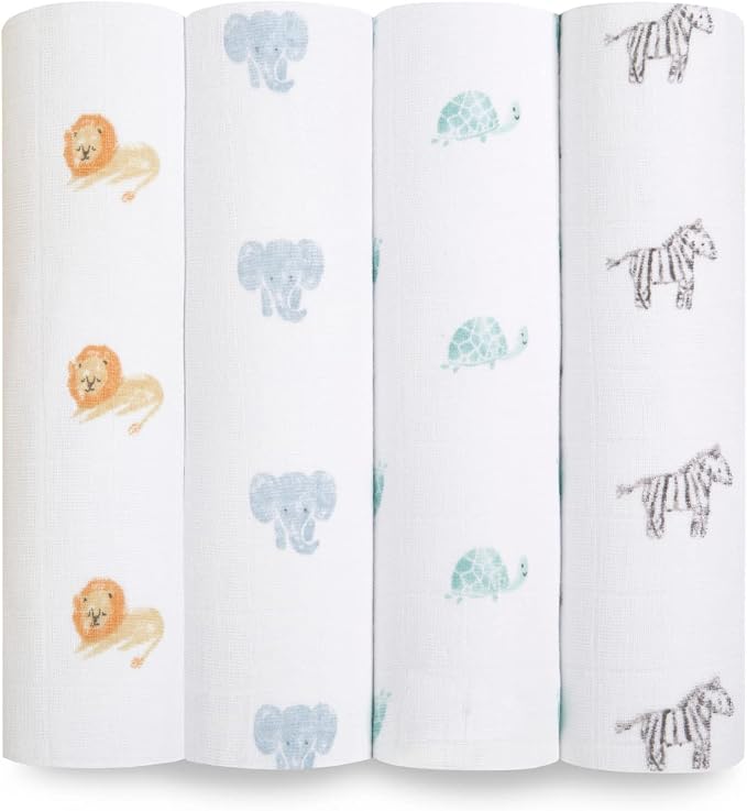 aden + anais Boutique Organic Swaddle Blanket 4-Pack – 100% Organic Cotton by adenanais