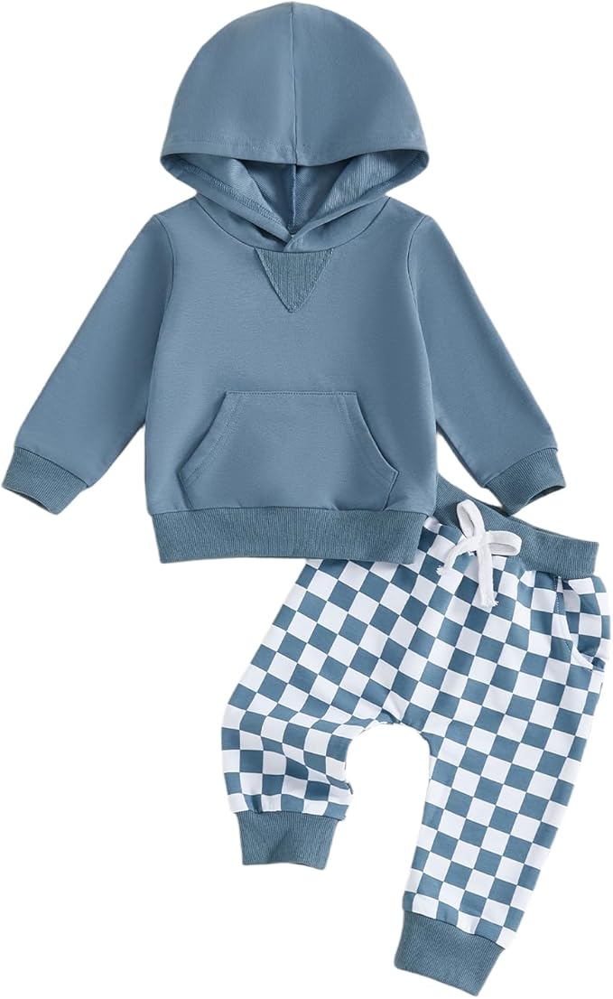 Infant Baby Boy Fall Winter Clothes Outfit Hooded Long Sweatshirt Pant Set by LIOMENGZI