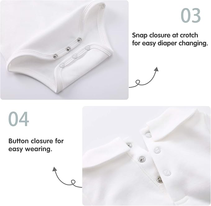 pureborn Baby Romper Bodysuits 2-Pack Unisex Soft Cotton One-Piece Outfit - Image 4