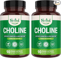 Nested Naturals Choline Bitartrate 500mg - High Potency Choline Supplements - Supports Maternal & Fetal Health During Pregnancy* - 100% Vegan & Non-GMO - 2-Pack (180 Vegan Capsules)