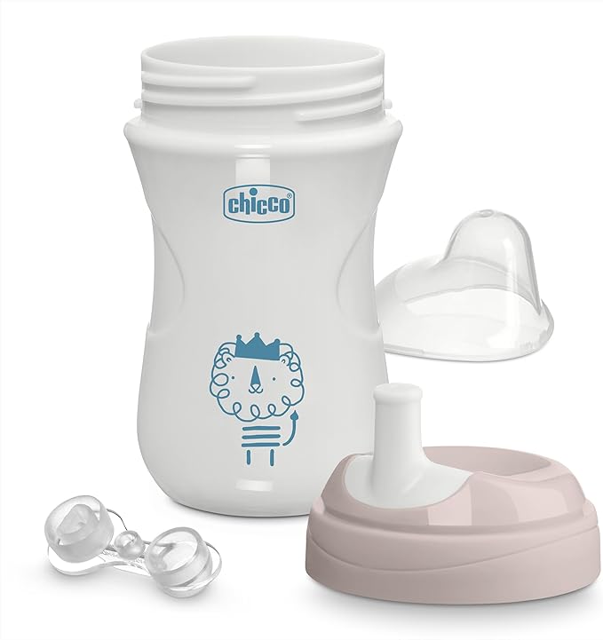 Chicco Sport Spout Trainer with Semi-Firm, Bite-Resistant Spout and Spill-Free Lid 9oz. | Top-Rack Dishwasher Safe | Easy to Hold with Ergonomic Indents | Sage/Grey, 2pk | 9+ months