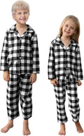 Schbbbta Kids Pajamas Set, Plaid Button Down Pjs for Girls & Boys, 9 Months - 14 Years