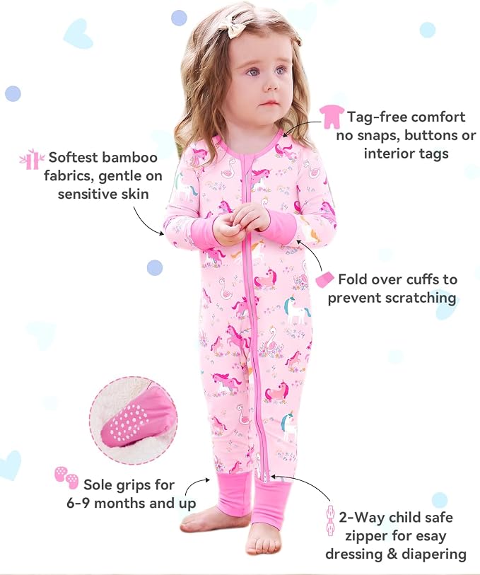 babee Reshinee Viscose Derived from Bamboo Baby Footie Pajamas Convertible - Image 2