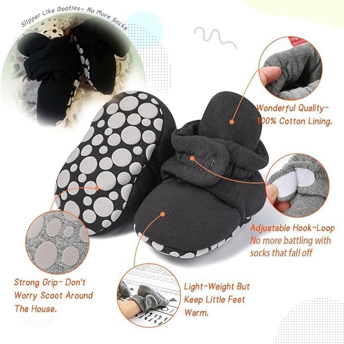 Sawimlgy Newborn Infant Baby Girl Boy Cotton Booties Stay On Sock Slippers Soft - Image 5