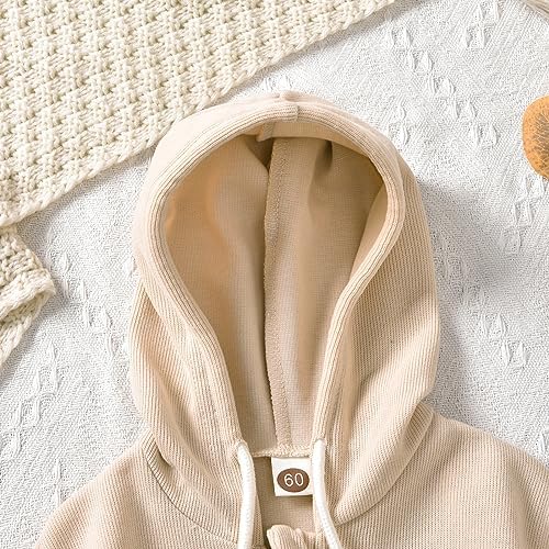 Unutiylo Unisex Baby Boys Girls Long Sleeve Infant Baby Zipper Hooded Jumpsuits - Image 5