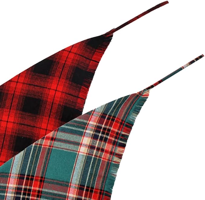 Christmas Dog Bandana Plaid Reversible Triangle Bibs Scarf Accessories - Image 4