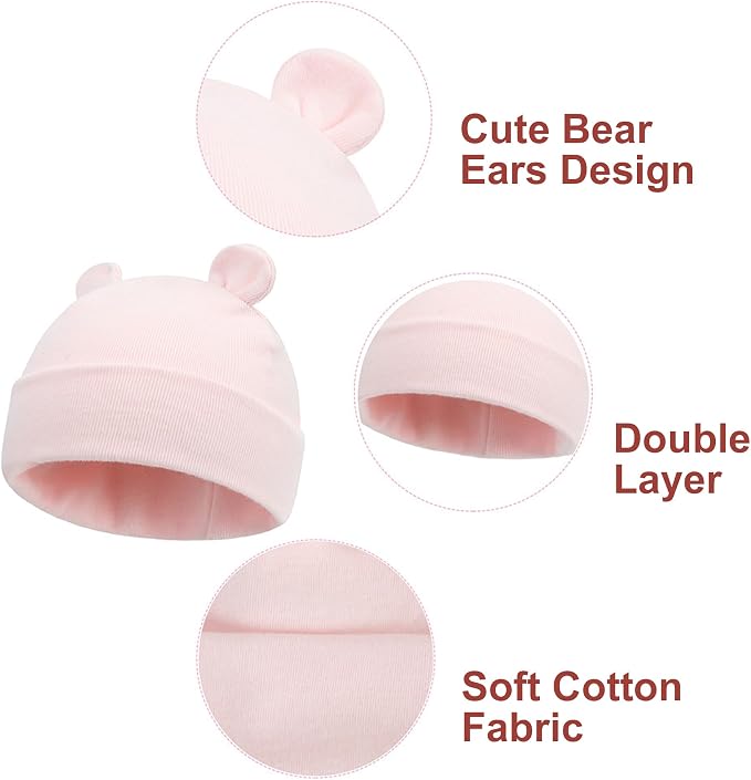 UTTPLL Newborn Hats Mittens Set Toddler Girls Boys Cotton Nursery Hospital - Image 3